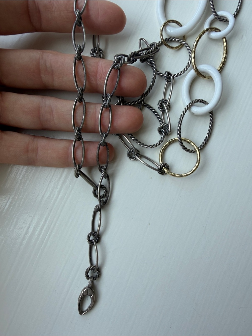DAVID YURMAN Long cable oval Link Necklace with White Accents - Picture 5 of 6